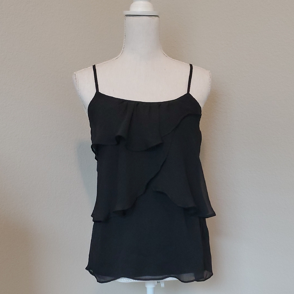 New York & Company Black Ruffle Camisole